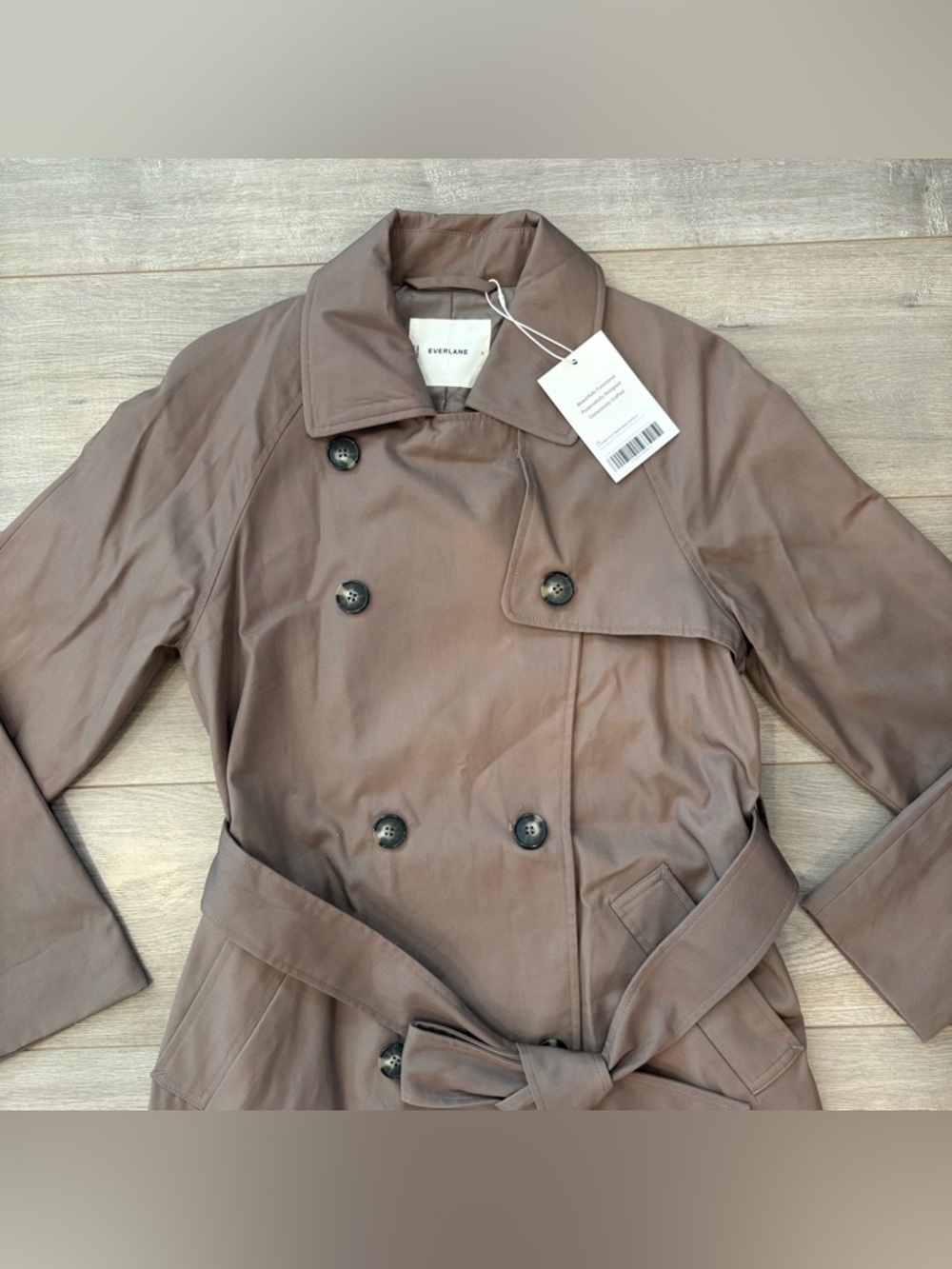 New Everlane The Modern Trench Coat Chocolate Brown Size S Belted $288 Retail - Picture 4 of 11